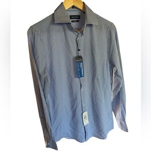 Nautica Mini Check Pattern Dress Shirt in Navy/White